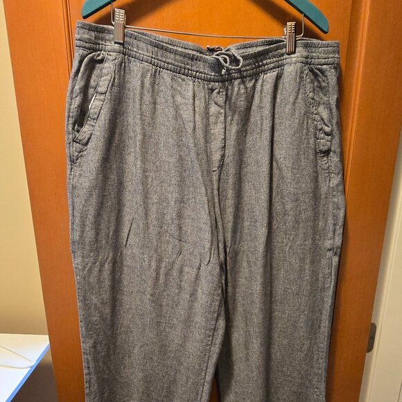 Old Navy Mid Rise Wide Leg Linen Blend draw string pants Womens Large Blue - Picture 5 of 7